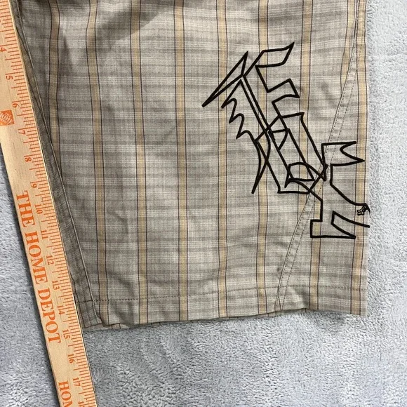 Fox Racing Skater Chino Shorts Men's 38 Dad Casual Plaid Dark Khaki - Picture 11 of 13